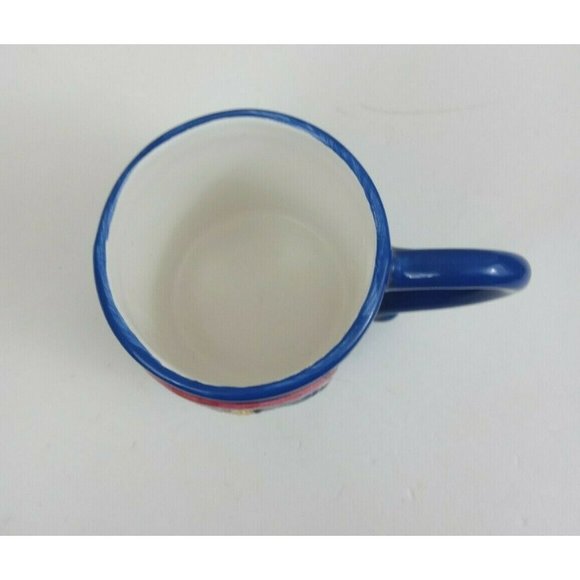 Vintage 1996 Cracker Barrel Blue 3D With Rooster Design Coffee Cup Mug 4" Tall - Picture 5 of 7